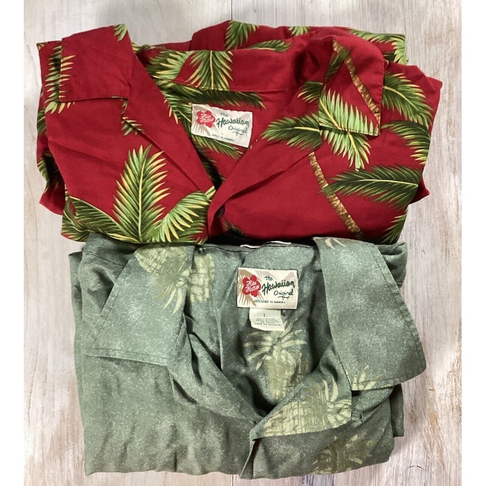 Vintage The Hawaiian Original Shirt 1 Green And 1 Red Tourist Men's Large Button